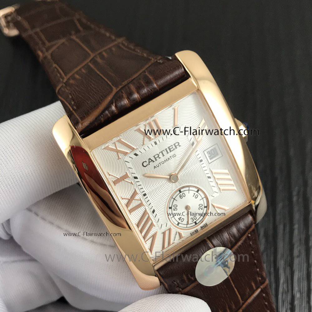 Fake Swiss Cartier Tank MC Automatic Watch Rose Gold 34mm